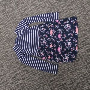 Rumi + Ryder Girls Blue Stripped Dinosaur Dress
